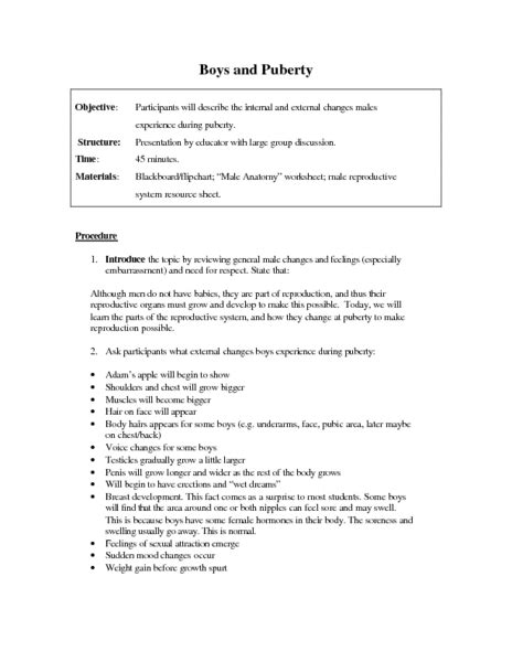 5th Grade Puberty Activity Worksheets