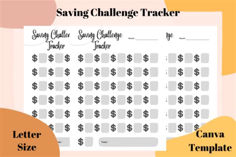 Saving Challenge Tracker Canva Template Graphic By Bks Studio