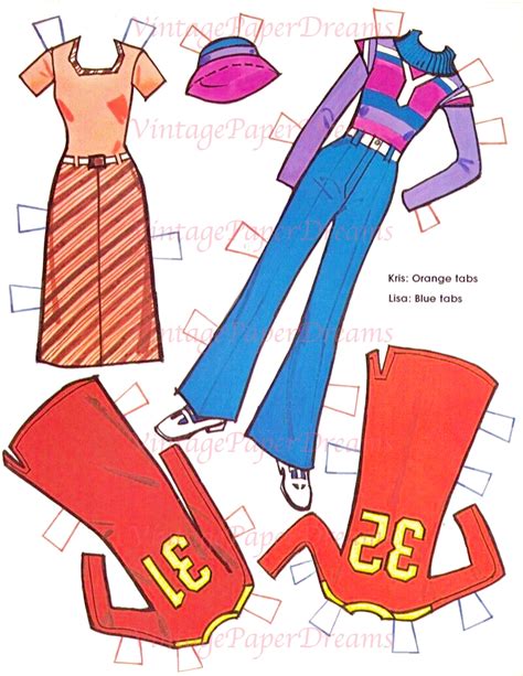 Vintage Paper Doll Printable Pdf Fashion Paper Doll 70s 1970s Paper