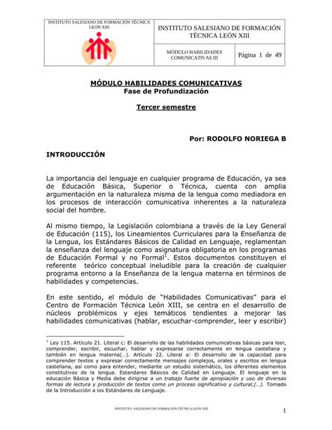 PDF MÓDULO HABILIDADES COMUNICATIVAS instituto salesiano de