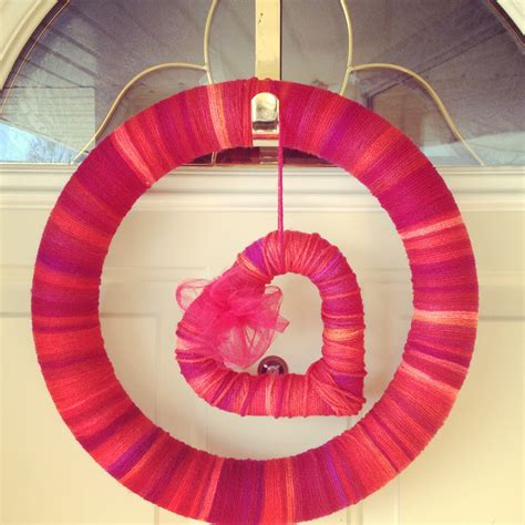 My Valentines Day Wreath Styrofoam Ring Covered In Multi Colored Yarn