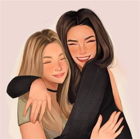 Pin by Lucía on Ilustraciones 4 Best friends cartoon Blonde and brunette best friends