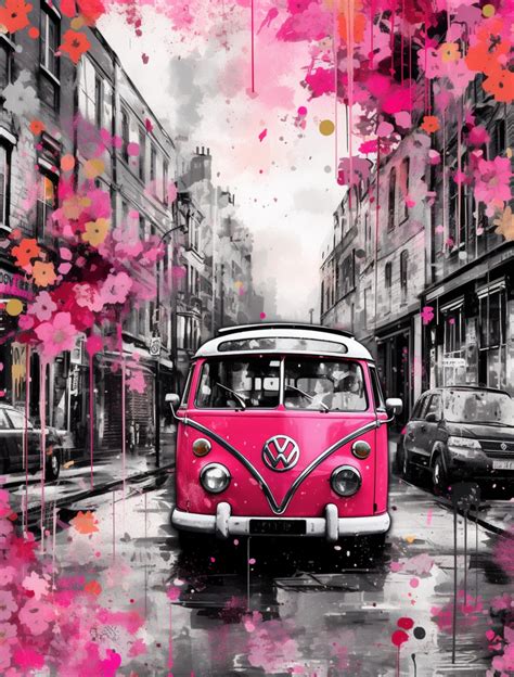 Retro Vw Bus Art Print Free Stock Photo Public Domain Pictures