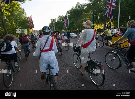 Climate Rush Suffragettes Cycle Down The Mall In Westminster Pedal Power Bike Rush Against