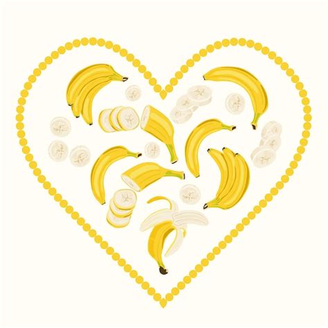 Coeur Avec Des Bananes L Int Rieur Bananes Enti Res Pel Es Et