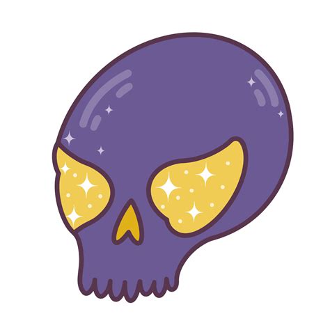 Vector illustration of a cute skull. Purple skull with yellow eyes ...