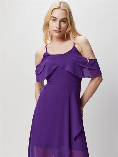 Purple Fit Flare Strappy Dress