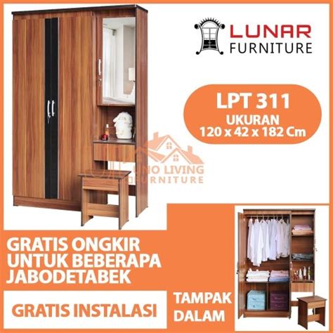 Jual Lemari Pakaian Baju Pintu Meja Rias Lunar Lpt Gratis