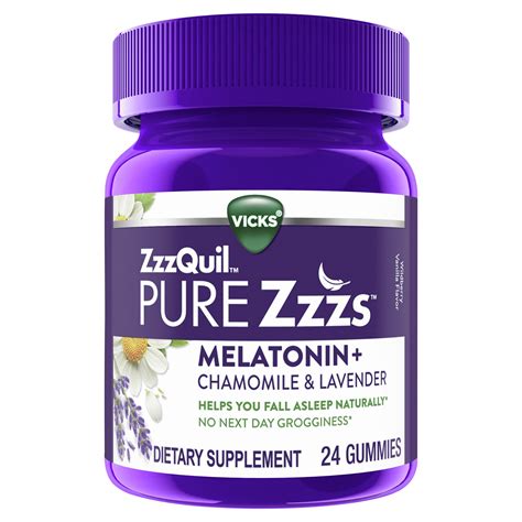 Buy Vicks Zzzquil Pure Zzzs Melatonin Sleep Aid Gummies 1mg 24 Ct