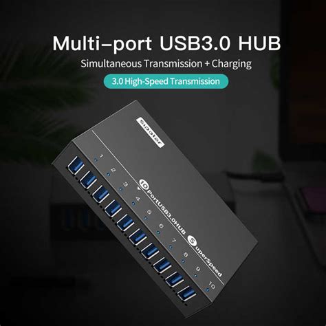 Sipolar 10 Port USB 3.0 Hub - Efficient Charging & Syncing