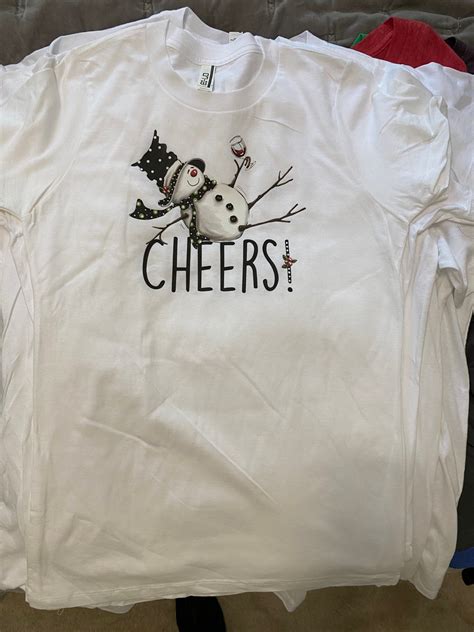 T Shirt With Tipsy Snowman Cheers Soft Gray Or White Ei Lo Etsy