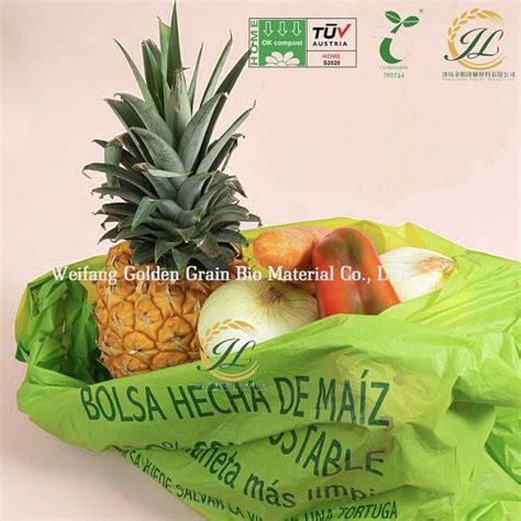 100 Biodegradable And Compostable Corn Starch PLA Pbat Shopping Bags