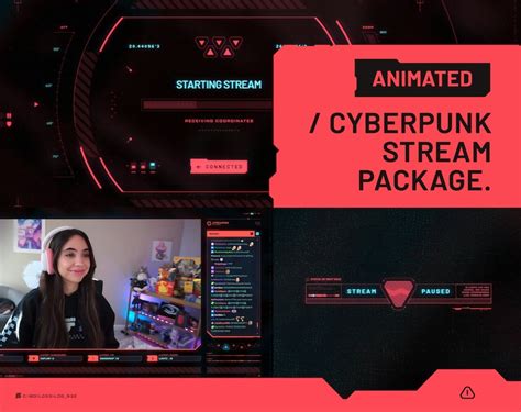 Cyberpunk Animated Twitch Stream Overlay Package Red Scenes Etsy