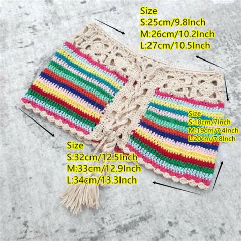 Crochet Stripe Rainbow Chain Bikini Tube Crop Top Bohemia Tassel Swimsuit Vest EBay