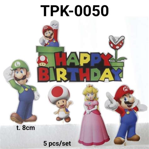 Promo Tpk 0050 Topper Kertas Hiasan Kue Mario Bross Luigi Diskon 23 Di