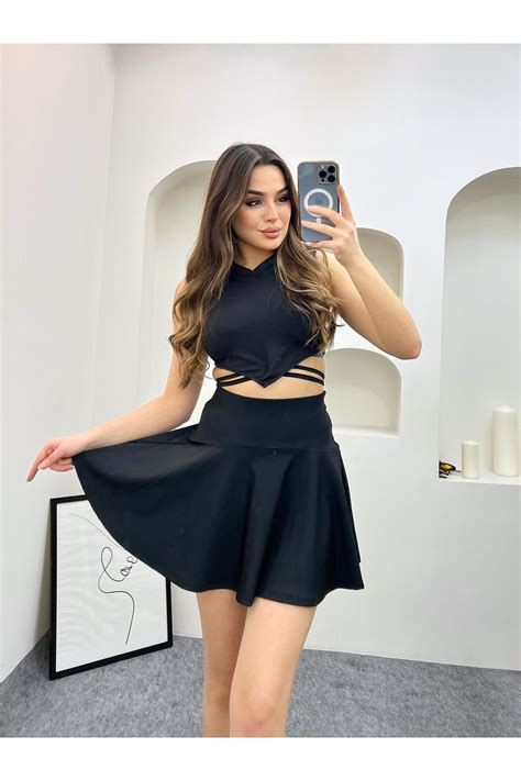 Pimody Kadın Siyah Bikini Üstü Şortlu Şortlu Etek Fiyatı Yorumları