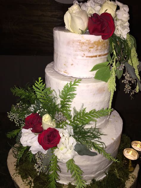 Semi Naked Wedding Cake With Fresh Flowers CakeCentral