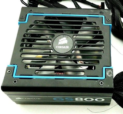 Corsair GS800 Power Supply 800W Gaming PC PSU Blue LED Lighting 80 PLU ...