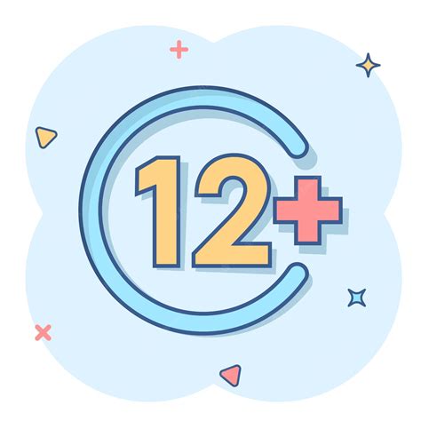 Двенадцать плюс иконка в стиле комиксов 12 векторных иллюстраций на ...