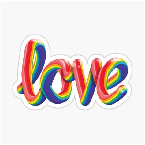 Love 3D Text Lettering Rainbow Gay Pride Flag Sticker For Sale By CShortallArt Redbubble
