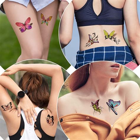 90 Hojas 300 Piezas De Tatuajes Temporales De Mariposa Para Mujeres Y