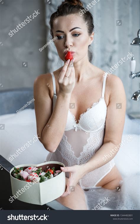 Beautiful Sexy Brunette Girl Taking Bath Stock Photo 1344482801 Shutterstock