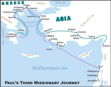 Map Of Paul The Apostles Third Missionary Journey In The New Testament