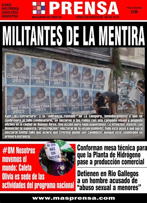 Tapa diario Más Prensa viernes 10 de marzo de 2023 Prensa