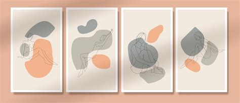 Premium Vector Abstract Naked Woman Pose One Line Poster Boho Potrait Covers Mid Century
