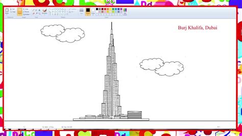 How To Draw Burj Khalifa In Ms Paint Learn By Art Youtube