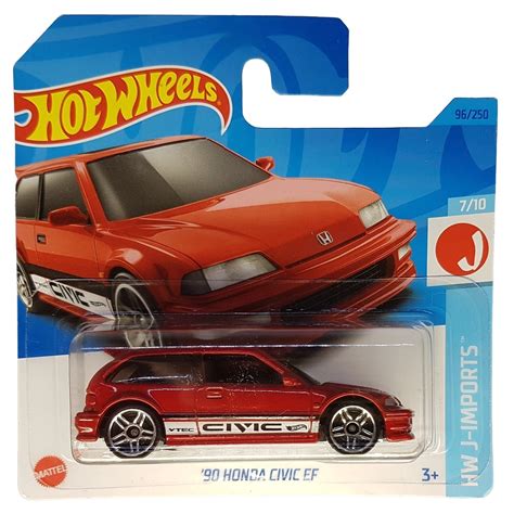 Hot Wheels Honda Civic Ef Hw J Imports Hkj Short Card Vtec Red Mattel