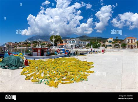 samos greece fishing boat  res stock photography  images alamy