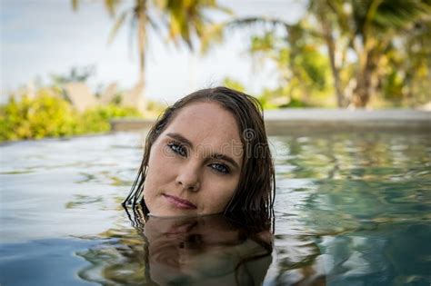Bikini Beauty Embraces Sun And Pool In Yucatan Getaway Stock Photo Image Of Leisure Beachside