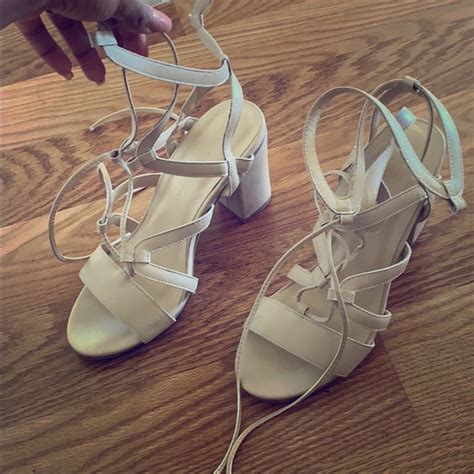 Wild Diva Shoes Wild Diva Strappy Nude Chunky Heel Poshmark