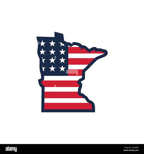 Minnesota Map With United States Of America Flag Logo Design