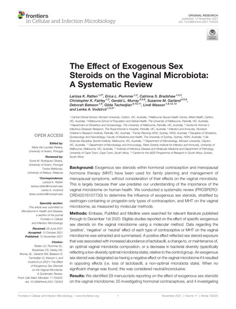 PDF The Effect Of Exogenous Sex Steroids On The Vaginal Microbiota A Systematic Review
