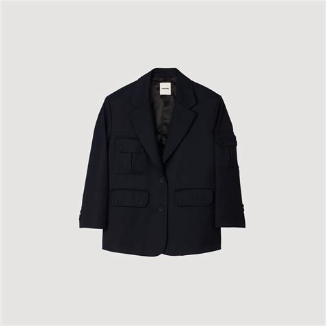 Oversized Suit Jacket Blue For Women Sandro Paris
