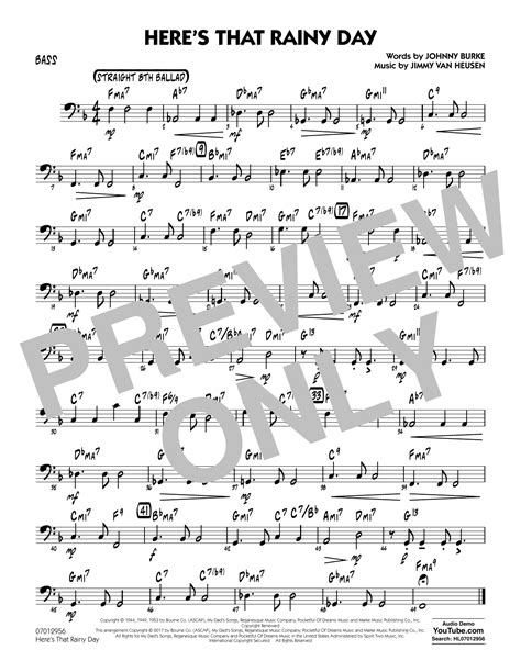 Here S That Rainy Day Bass By Rick Stitzel Sheet Music For Jazz