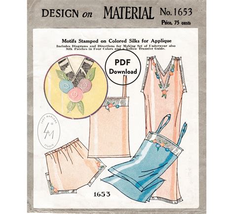 Vintage Sewing Pattern S S Vintage Lingerie Sewing Pattern Piece Set Slip Dress Night