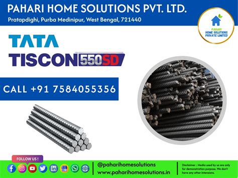 8 Mm Tata Tiscon Tmt Bar Fe 550SD At Rs 67000 Tonne In Midnapore ID