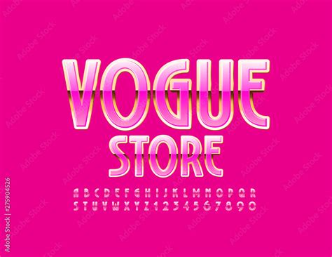 Vector Luxury Logo Vogue Store Elegant Uppercase Font Shiny Pink And