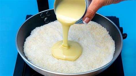 Mélangez le lait concentré aux flocons de noix de coco pour un dessert