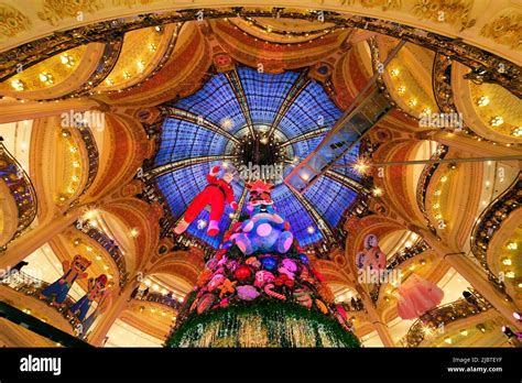 France Paris The Galeries Lafayette Department Store At Christmas