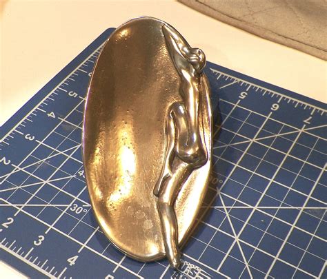 Rare Vintage Carrol Boyes Nude Woman Signed Pewter Dish Heavyweight Functional Art Pewter Tray