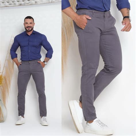 Calça Masculina Brim Sarja Sport Fino BOLSO EMBUTIDO Alfaiataria