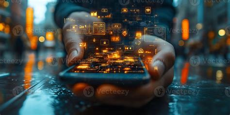 Businessman using smartphone digital wallet with glowing currency