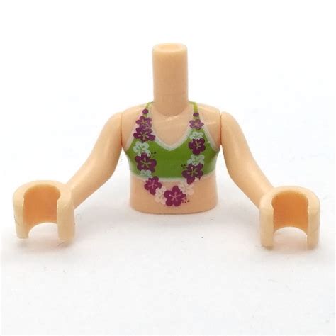 Lego Part C Pr Minidoll Torso Girl With Lime Bikini Top With Magenta And White Lei