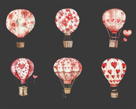 Watercolor Hot Air Balloon Clipart Blue Red Hot Air Balloons Png Hot Air Balloon Graphics Baby