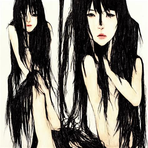 Harry Weisburd Artwork Black Wet Hair Hachishakusama Stable Diffusion