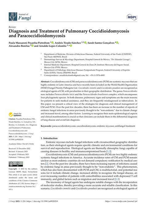 Pdf Diagnosis And Treatment Of Pulmonary Coccidioidomycosis And